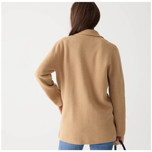 J Crew Cecile Relaxed Knit Sweater Blazer One-Button Heather Khaki Camel XL - Picture 3 of 5